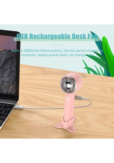 Kosona Usb Şarjlı Elden Fan, 3 Hızlı 2000mah Pil, Taşınabilir Masaüstü Fan, Doğal Rüzgar, Çıkarılabilir Tabanlı, Yaz Seyahat Ve Dış Etkinlikler İçin