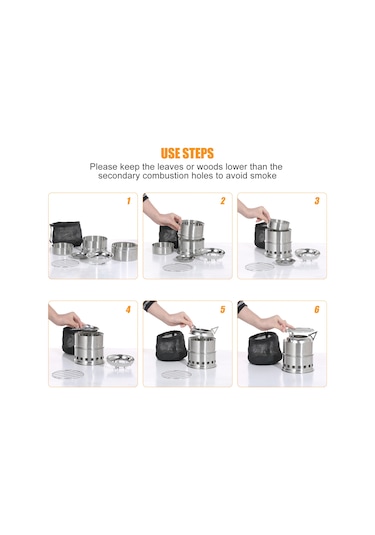 Taşınabilir Paslanmaz Çelik Hafif Odun Sobası Alkol,y27179 Gümüş