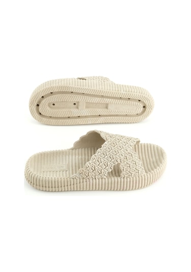 Gezer Kadın Yazlık Ev Banyo Islak Zemine Uygun Terlik Bej