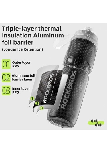 Maoyaya Rockbros 750ml Pp5 Su Şişesi, Yalıtımlı Isı Yalıtım Açık