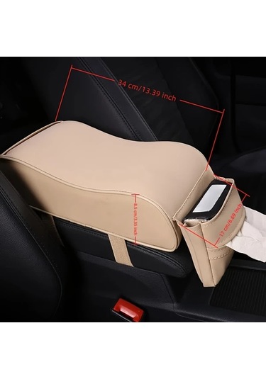 Chuangyinshop Yumuşak Araç Kolçak Minderi Telefon Cebi Siyah Kırmızı Ergonomik