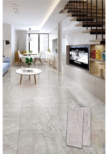 10 Adet 60x30 Füme Gri Mermer Desenli Kendinden Yapışkanlı Duvar Paneli