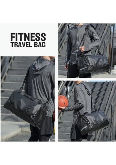 Sandwich Motion003 Siyah Katlanır Fitness Çantası - Ayakkabı Bölmeli Seyahat Sırt Çantası Siyah