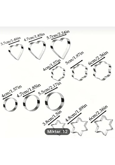 12 Parça Metal Kurabiye Kalıbı