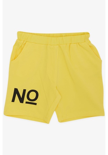 Macawı Kız Çocuk Şortlu Takım Rakam Baskılı 3-7 Yaş, Sarı Sarı