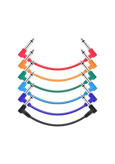 Geeksen Gitar Efekt Pedal Kabloları Enstrüman Yama Kablosu 15cm 1/4 İnç Dik Açı Ts Fiş Pvc Kılıf, 6 Adet/pak Çok Renkli