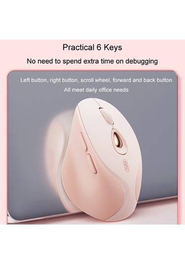 Inphic Dr801 2.4g Bluetooth 5.0 / 4.0 Kablosuz Fare Usb Üç Modlu Dilsiz Şarj Edilebilir Kızlar Ofis Ev Oyun Fare Pembe Diğer