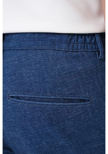 Efor Comfort Fit Kırçıllı Beli Lastikli Gece Mavisi Jogger Pantolon P 1176 Mavi