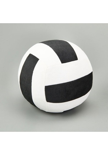 Evidea Soft Voleybol Topu Figürlü Yastık - Siyah / Beyaz - 20 Cm Siyah / Beyaz