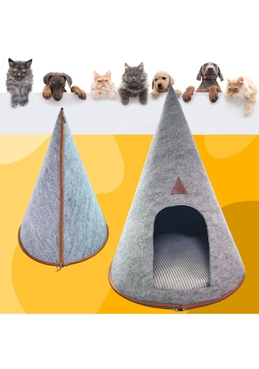 Beylini Kedi Evi Taşınabilir Dekoratif Çantalı Pet Evi 45x50