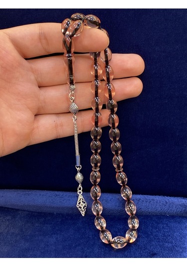 Şeffaf Ateş Kehribar Taşlı Tespih