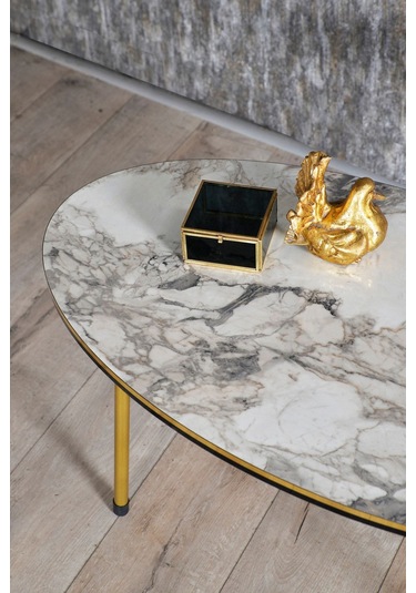 Orta Sehpa Elips Çift Gold Ceviz Tel Ayak Ceviz