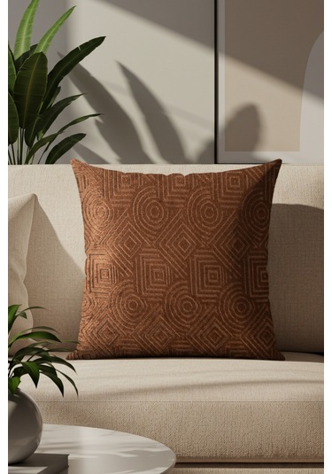 Sezyon Mira Desenli 45 45 Kahverengi Kırlent Kılfı Kahverengi