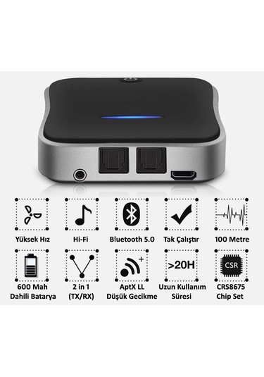 Gplus B19 Bluetooth 5.0 Transmitter Aptx Ses Alıcı Verici Tx Rx