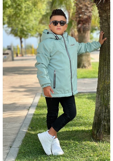 Erkek Çocuk Sabit Kapüşonlu Metal Armalı İçi Kürklü Mont Km3987 Mint