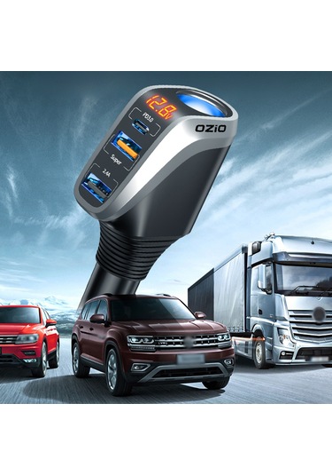 Neevoyu Ozio Dy34tc Gümüş Araç Şarj Cihazı, 12-24v, Usb/type-c Pd3.0 Hızlı Şarj, 3 Çıkışlı Fiyat Çevirici