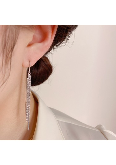 Wezone 2022 Yazın Yeni Stili Zırhlı Uzun Pırlanta Tassel Küpe Kadın İçin Zeki Ve İnce Görünüm Sağlar Gerçek Altın Kaplama - Altın Gold