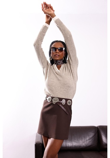 Kahverengi Mini Etek 4574 Kahverengi