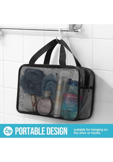 Qingmipy Büyük Boy Siyah Taşınabilir Duş Ve Spor Gereçleri Çantası - Kişisel Bakım, Yurt Odası, Spor Salonu İçin Organize Edici Çanta Siyah