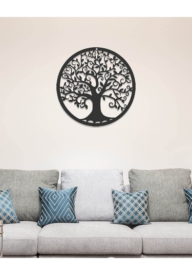 Metal Hayat Ağacı Duvar Dekorasyonu Siluet Sanatı Hediye İç Mekan Dış Mekan Bahçe Ev Dekorasyonu Siyah, 30x30cm 30 30cm