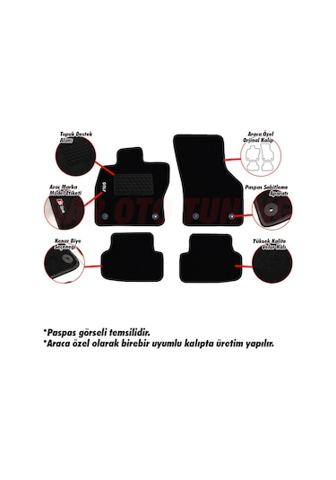 Toyota Uyumlu Yaris Hybrid 2012 Sonrası Halı Paspas Seti (429009203)