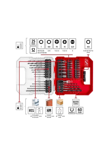 Einhell 40 Parça Delici ve vidalama uç seti L-CASE kutu - 49109053