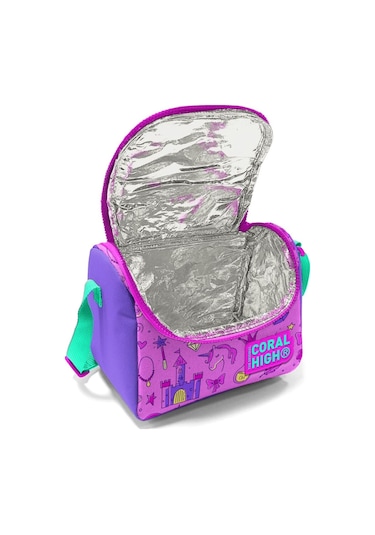 Coral High Mor Pembe Peri Kızı Ve Unicorn Kız Çocuk Yalıtımlı Beslenme Çantası