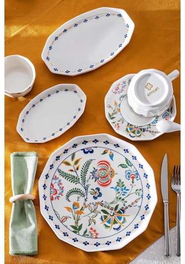 Emsan Bien Porselen 32 Parça 6 Kişilik Kahvaltı Takımı Çok Renkli