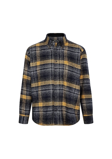 Fabio Cassani Erkek Kışlık Hakiki Oduncu Gömleği Sarı-6923 Sarı