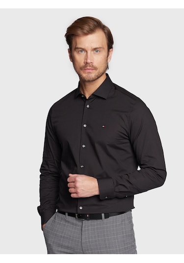 Tommy Hilfiger Erkek Regular Fit Pamuklu Gömlek Siyah