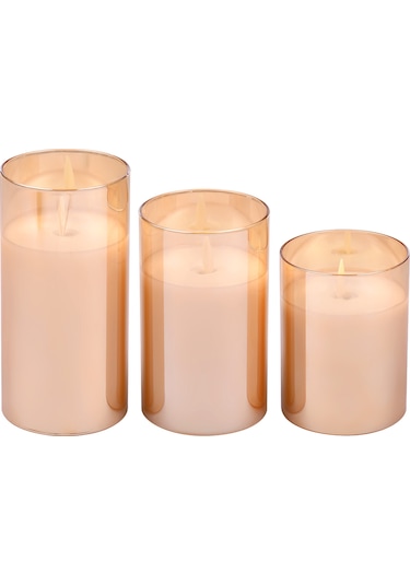 Yaozixa 3 Adet Gerçekçi Led Mum Seti - Uzaktan Kumandalı, Titreşimli Alev Efekti Ve Zamanlayıcılı Dekoratif Aydınlatma Amber