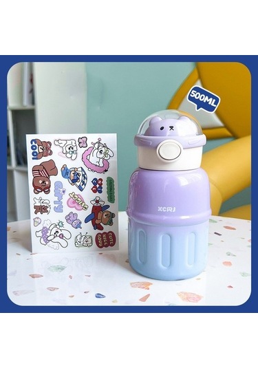 Mini Taşınabilir Çocuk Paslanmaz Çelik Yalıtımlı Su Bardağı 500ml Eay86a Mor