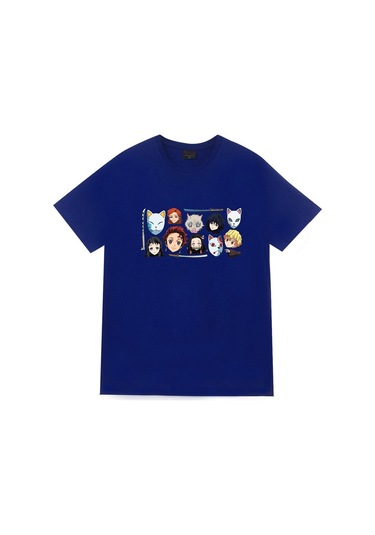 Damon Slayer Anime Baskılı Tshirt Çok Renkli