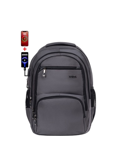 Dada 04 Gri Laptop Sırt Çantası 14-15,6 İnç Usb Aparat Ortopedik Sırt  Darbe Emici Koruma