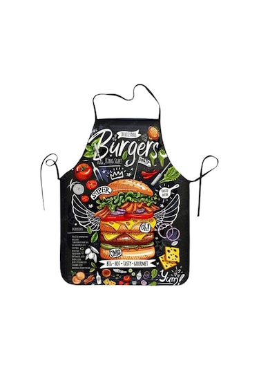 Pişirme Önlüğü Kolsuz Rahat Giyen Net Ve Gerçek Görüntü Yeniden Kullanılabilir Anti-leke Su Geçirmez Polyester Pizza Desenli Mutfak Önlüğü Ev Gereçleri L 3