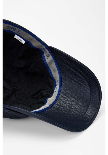 Tamer Tanca Erkek Hakiki Deri Lacivert Şapka 524 1864k Sapka Sk21-22 Lacıvert Lacivert