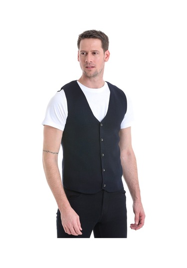 Hatemoğlu Regular Fit Düz V Yaka Triko Yelek 34171023a002 005 - Lacivert