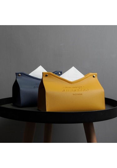 Kosona Ev Otel Mutfak Deri Mendil Kutusu - Modern Minimalist Tasarım, V-şekilli Erişim, Organize Saklama Gri