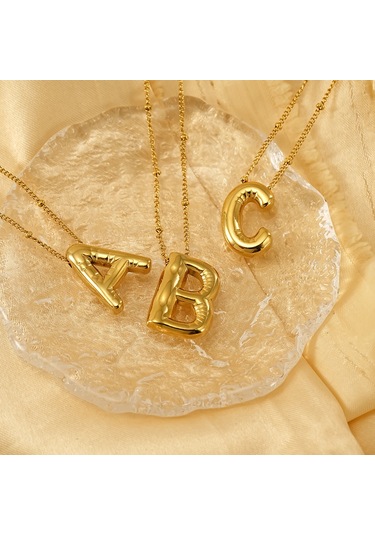 Relaxed Parlak Mektup Kolye Tombul Avrupa Ve Amerikan Modası Basit Köprücük Kemiği Zinciri-l Altın