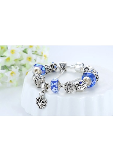 Yeni Moda Charm Bilelik Mavi Queen Charmlı+ Sevgililer Günü