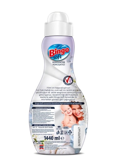 Bingo Soft Konsantre Çamaşır Yumuşatıcısı Sensitive 6 x 1440 ML
