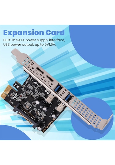 Xurunkeji Pcı Genişletme Kartı 4-port Tip-c+a Usb 3.2 Genişletme Kartı 5gbps Yüksek Hızlı Hub Masaüstü Bilgisayar İçin Sürücüsüz