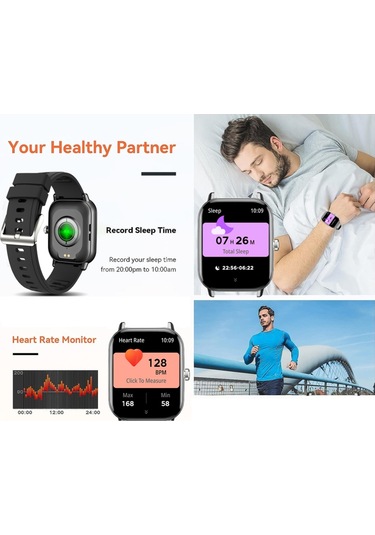 Geeroyoo JZR GY 2 İnç Sağlık uyku Takibi IP67 Su Geçirmez Bluetooth 5.3 Görüşme Mini Oyunlar & 100+ Spor Modu Uzun Pil Ömrü Akıllı Saat