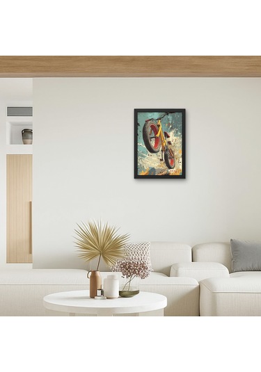 Aksiyon Bisiklet Tablosu Spor Temalı Soyut Duvar Sanatı Enerjik Ahşap Dekor Poster