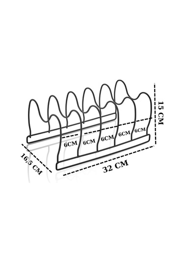 Dolap İçi Siyah Tencere Tava Kapak Düzenleyici Organizer Siyah
