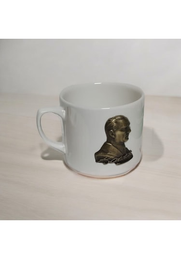 3d Atatürk Desenli Kupa - Anlamlı Hediyelik Kupa Bardak Beyaz
