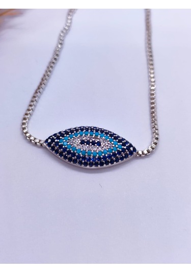 Sapphire Store Gümüş Renk Zirkon Taşlı Göz Bileklik Çok Renkli