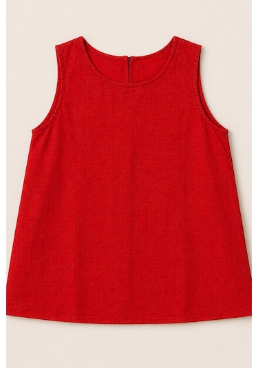 Ivoire Wear Kırmızı Kolsuz A Kesim Dokuma Bluz