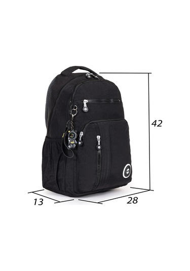 Modern Tarzda Su Geçirmez Krınkil Kumaş Okul Sırt Çantası Hafif, Konforlu Ve Fonksiyonel Tasarım - Siyah Siyah