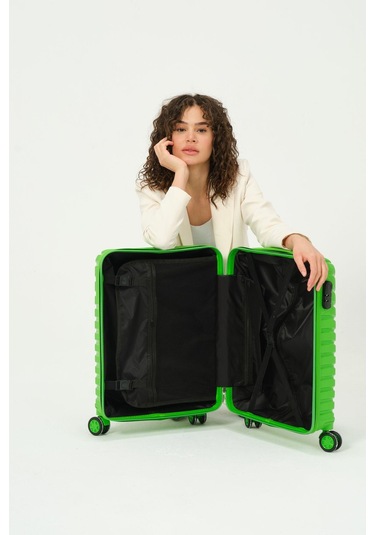 Keo-plus Yeşil Kabin Boy Silikon Kırılmaz Pp Valiz Yeşil